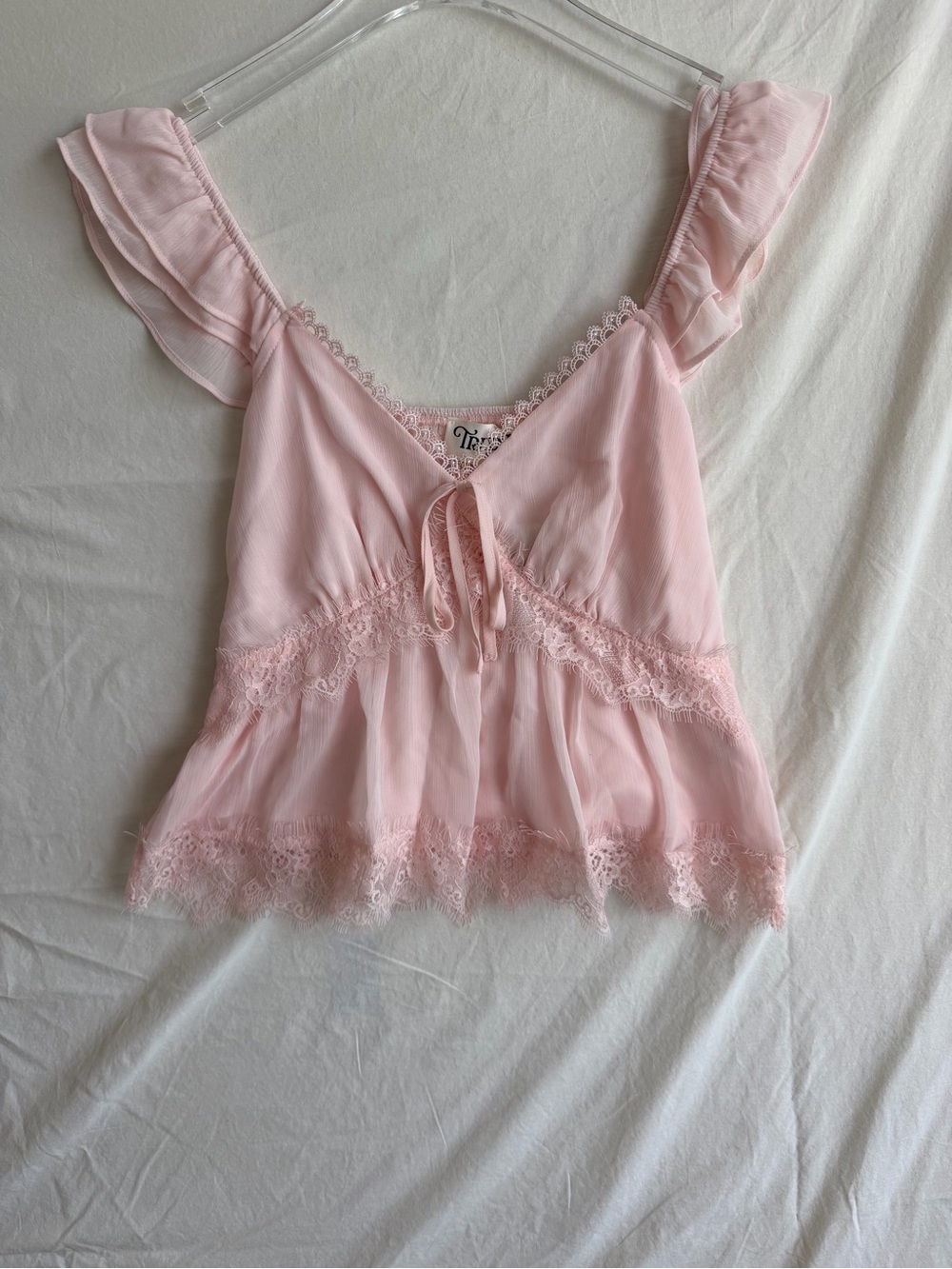 The Vintage Top Co. Pink Lace-Trim Camisole Top